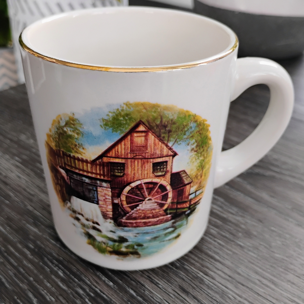 Vintage Watermill Design Mug